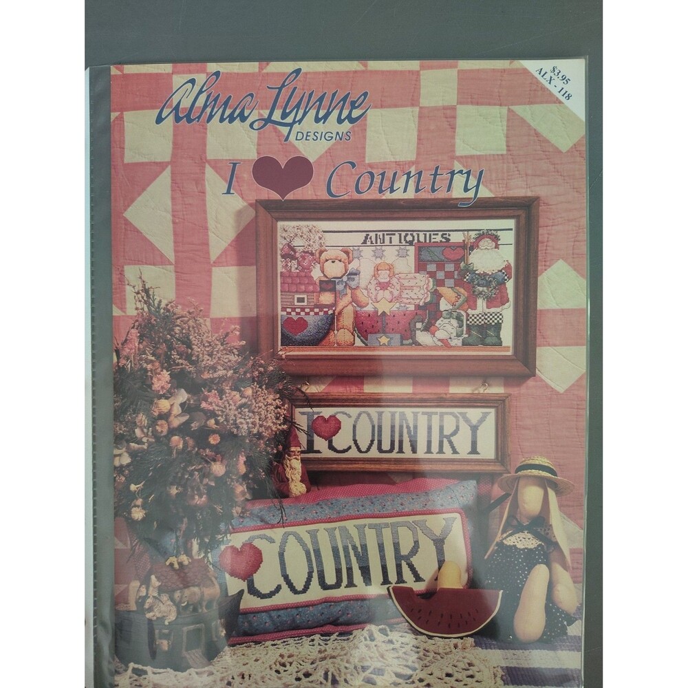 Vintage Alma Lynne Cross Stitch Pattern Leaflet I Love Country ALX-118 Folk Art